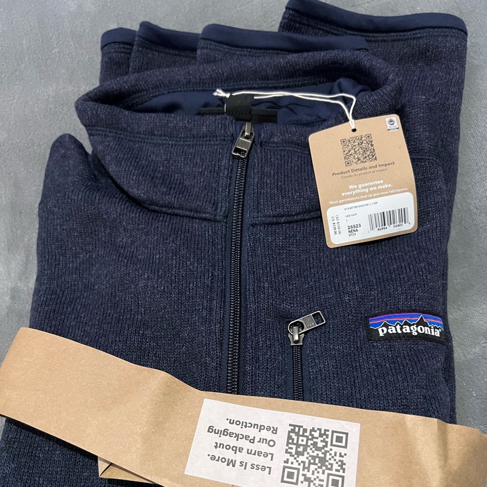Navy blue Patagonia men’s better sweater 1/4 navy blue also have a black one